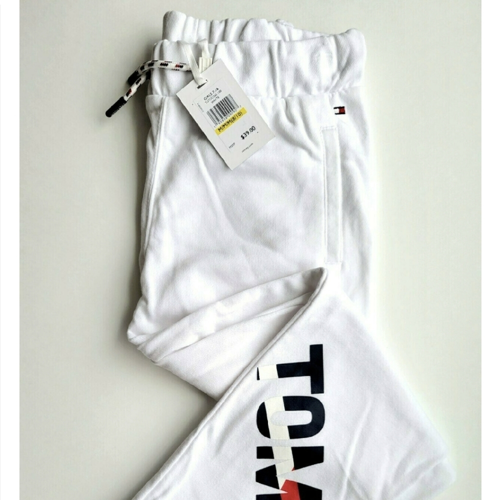 Tommy Hilfiger Girls' Graphic Jogger Pant in Winter White Sz. 7-8 Cotton NWT SO